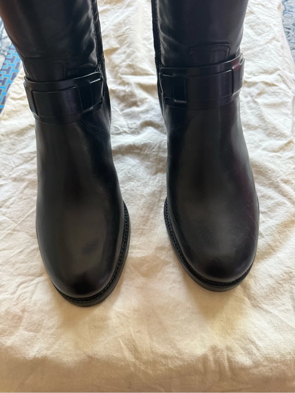 Tory Burch Black Leather Tall Riding Boots Colton